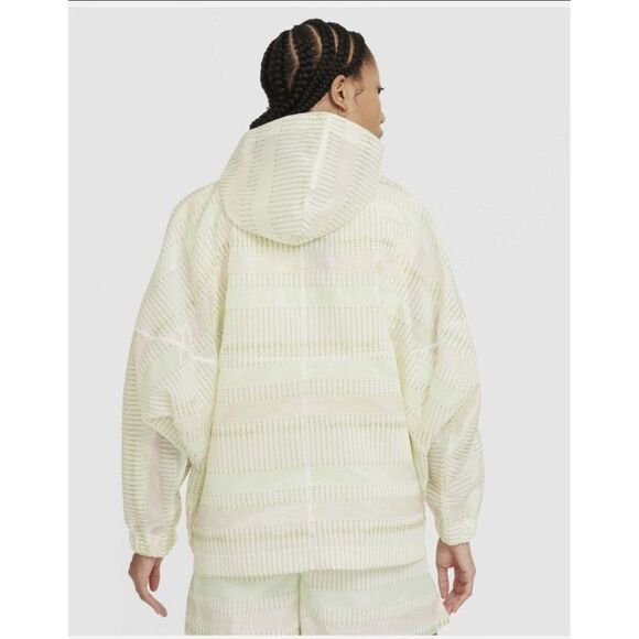 Nike Earth Day Womens Oversized Jacket Cream XL Windrunner Full Zip Hooded - Picture 5 of 10